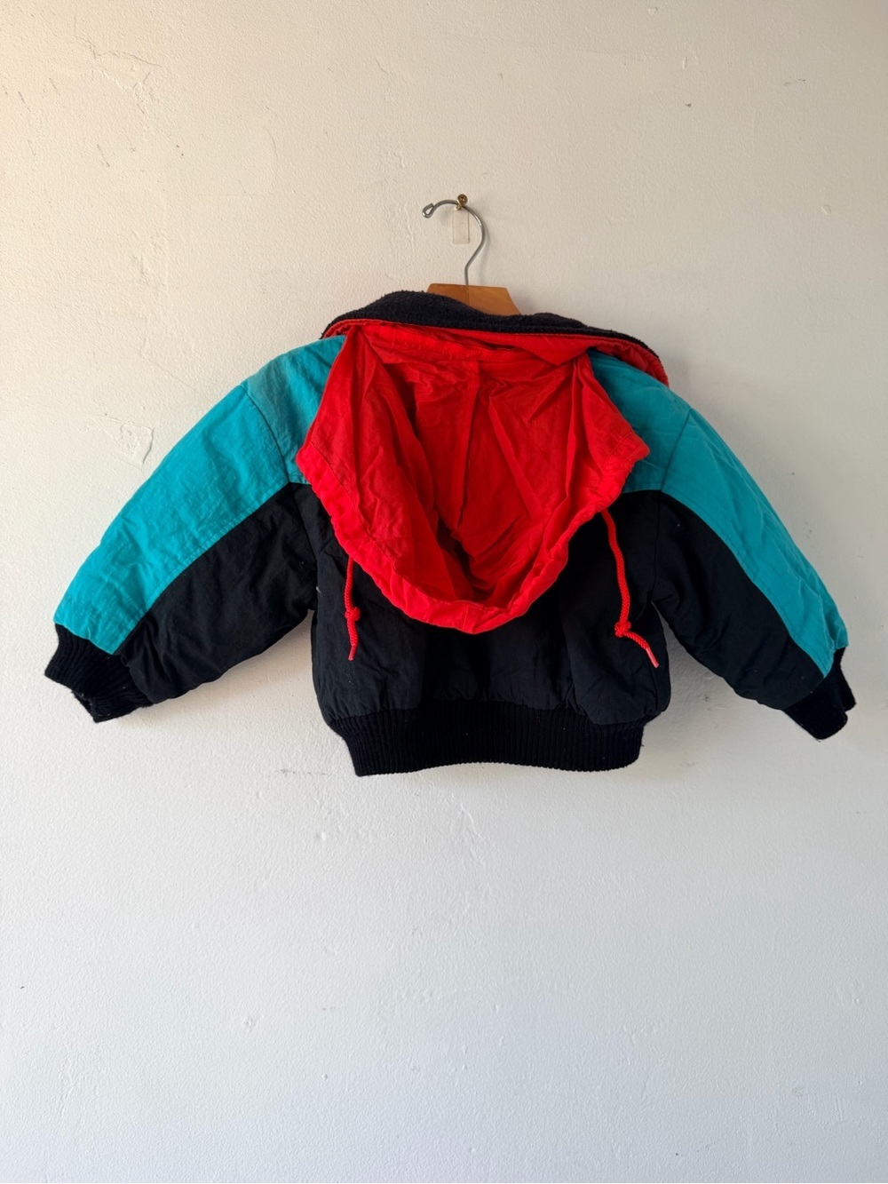 Kids Colorblock  vintage Puffer Jacket - Black & Teal - Picture 3 of 6